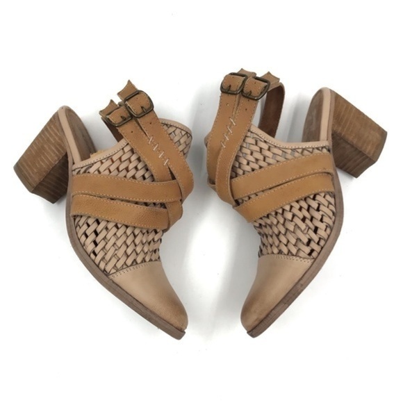 Rebels Brand Tan Woven Leather Double Criss Cross Buckle Ankle Booties Size 10 - Picture 4 of 10